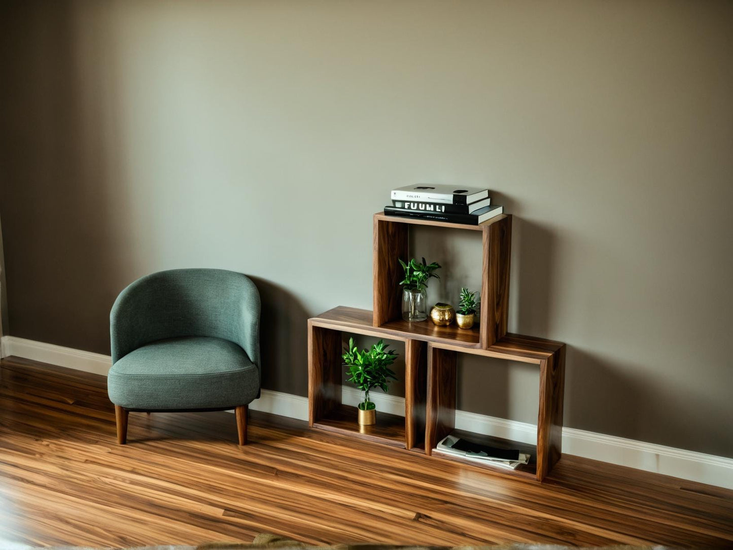 Handcrafted Modular Wooden Bookcase – Custom Solid Wood Shelving Unit