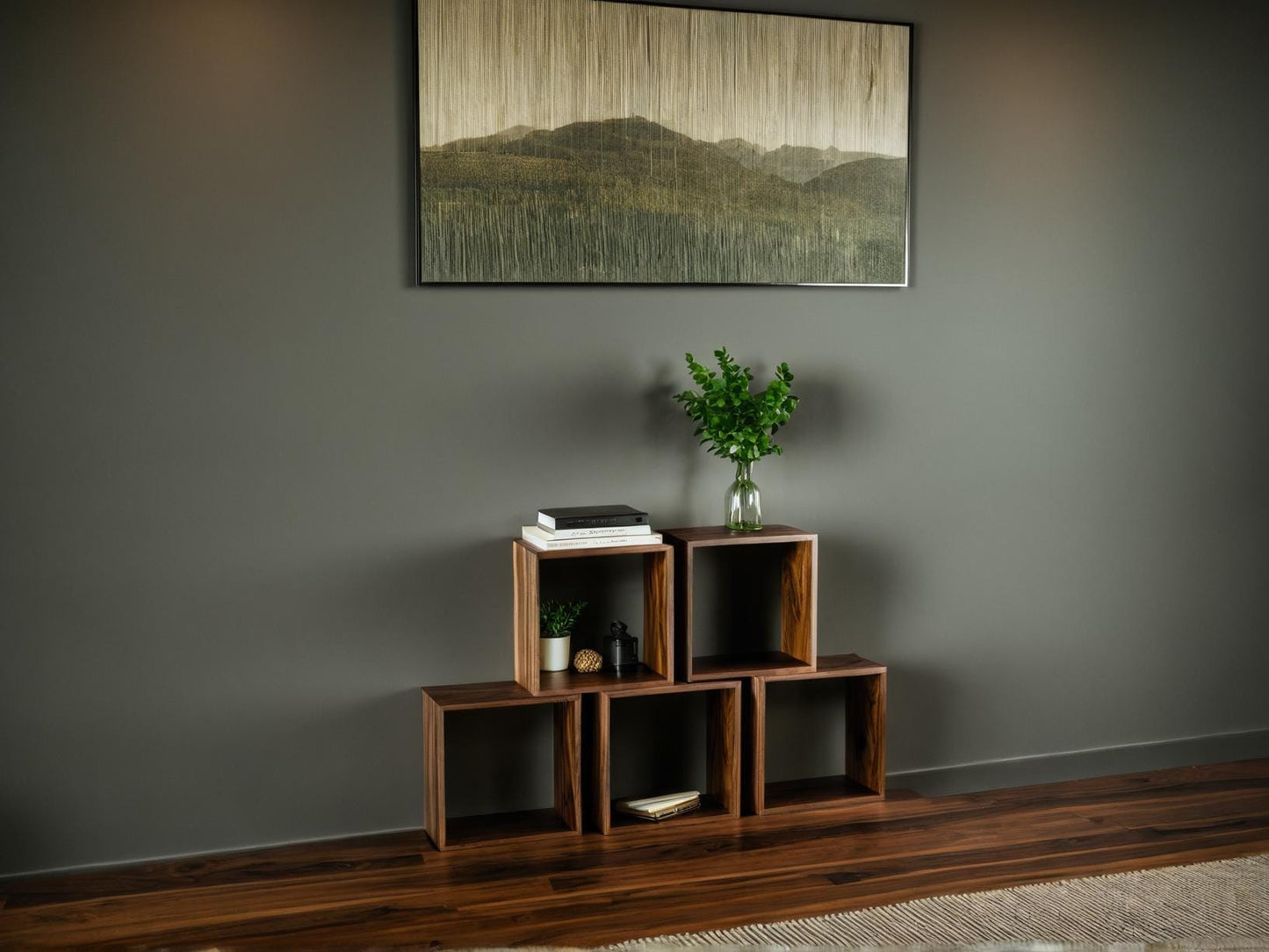 Handcrafted Modular Wooden Bookcase – Custom Solid Wood Shelving Unit