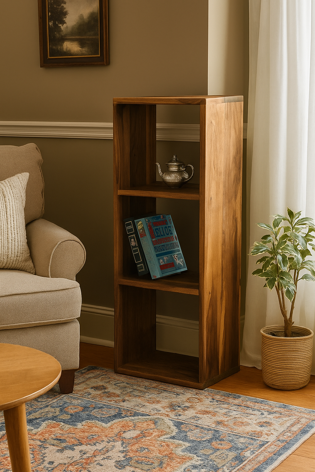 Custom Bookshelf Solid Black Walnut – Handmade Wood Shelving Unit, Modern Minimalist Bookcase for Living Room or Office - Made in Canada
