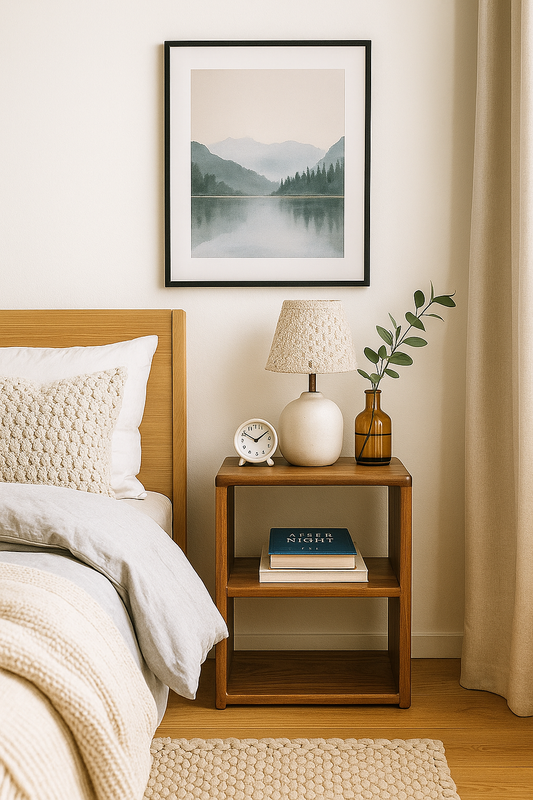 Handmade Narrow Black Walnut Nightstand – Minimalist Mid-Century Modern Bedside Table