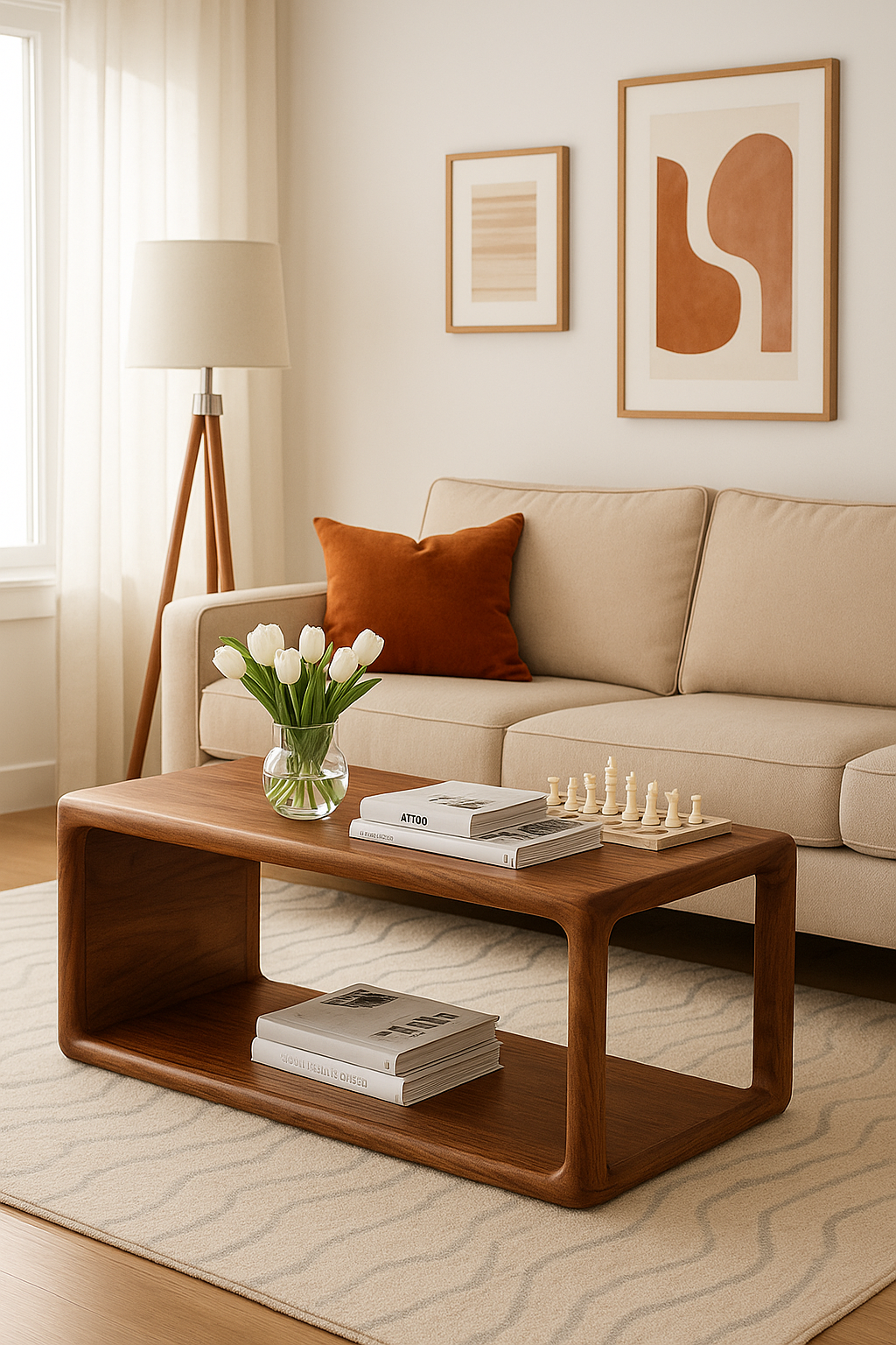 The Oka – Wood Console - Solid Black Walnut Coffee Table, Minimalist Mid-Century Modern Design, Handmade in Quebec - Artisan made