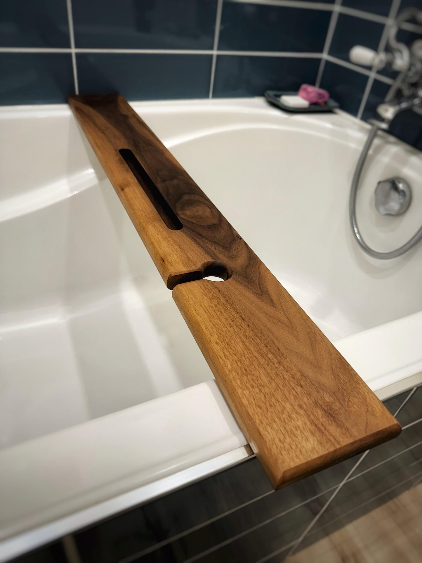 Black Walnut minimalist bath caddy - Bath tray