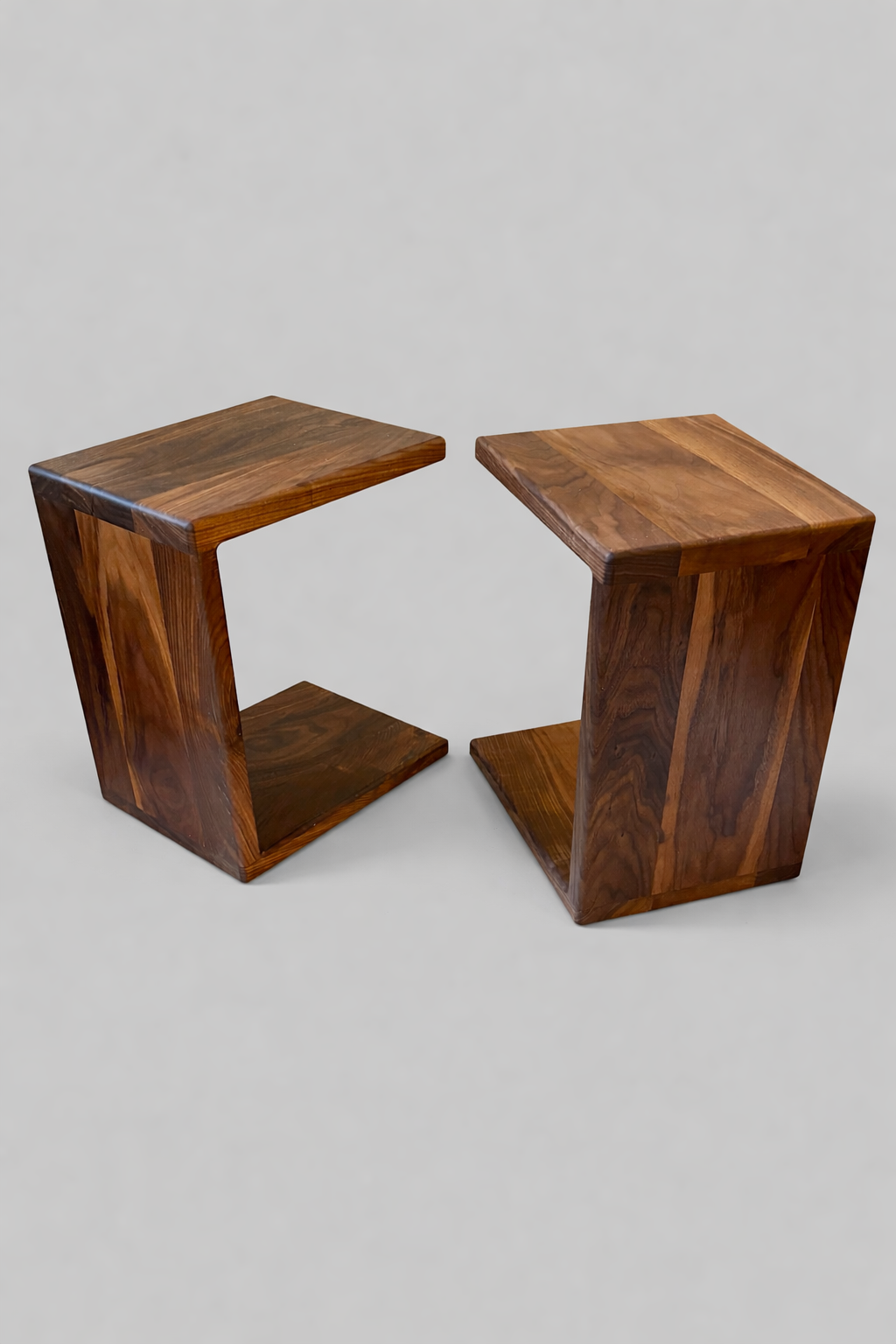 C-Shaped Side Handmade Table in black walnut