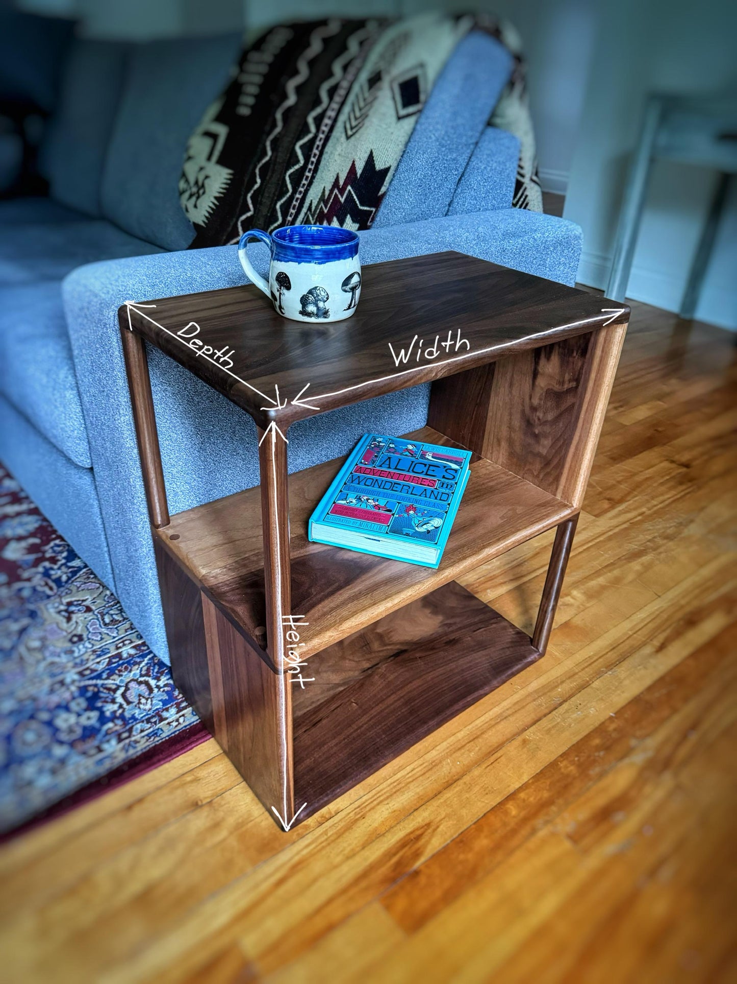 Handcrafted Black Walnut Bookcase – Mid-Century Modern Elegance