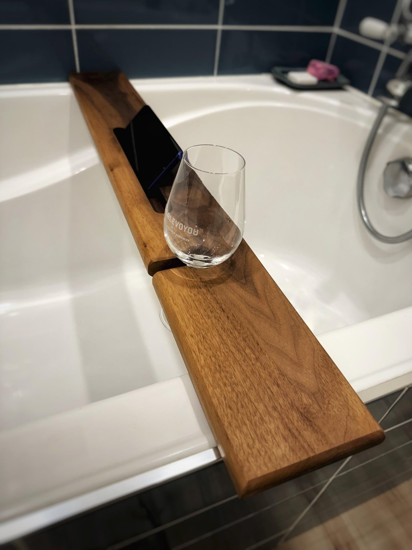Black Walnut minimalist bath caddy - Bath tray