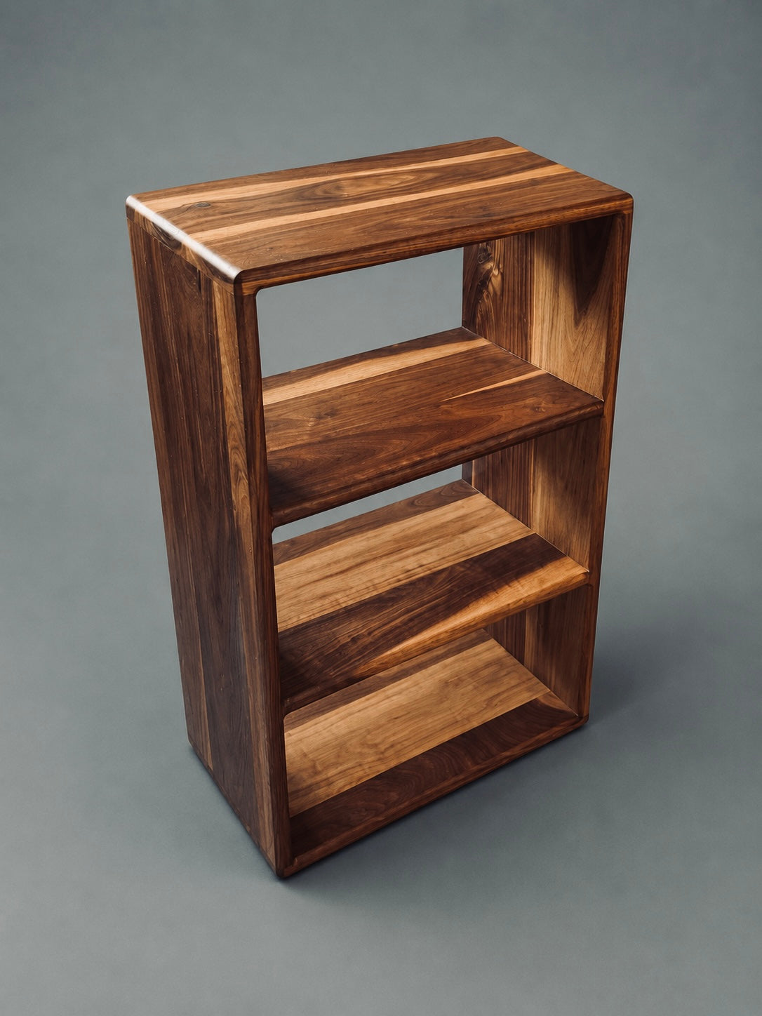 Custom Bookshelf Solid Black Walnut – Handmade Wood Shelving Unit, Modern Minimalist Bookcase for Living Room or Office - Made in Canada