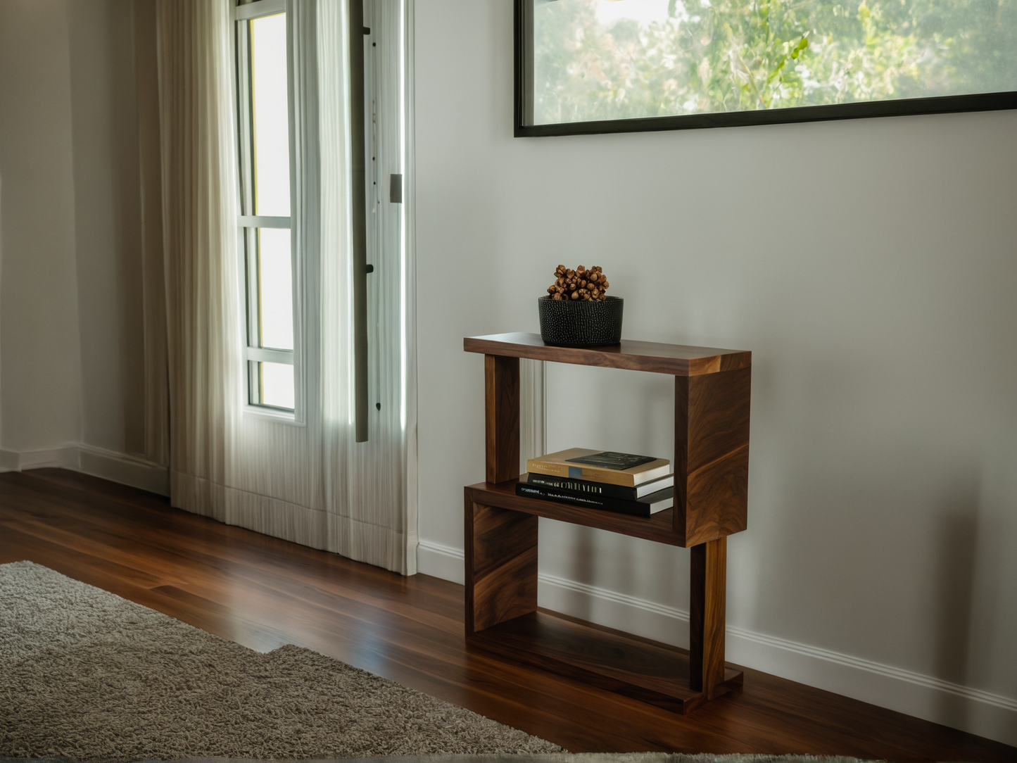 The Canopy – Solid Black Walnut Coffee Table, Modern Minimalist Design, Handcrafted Custom Wood Furniture