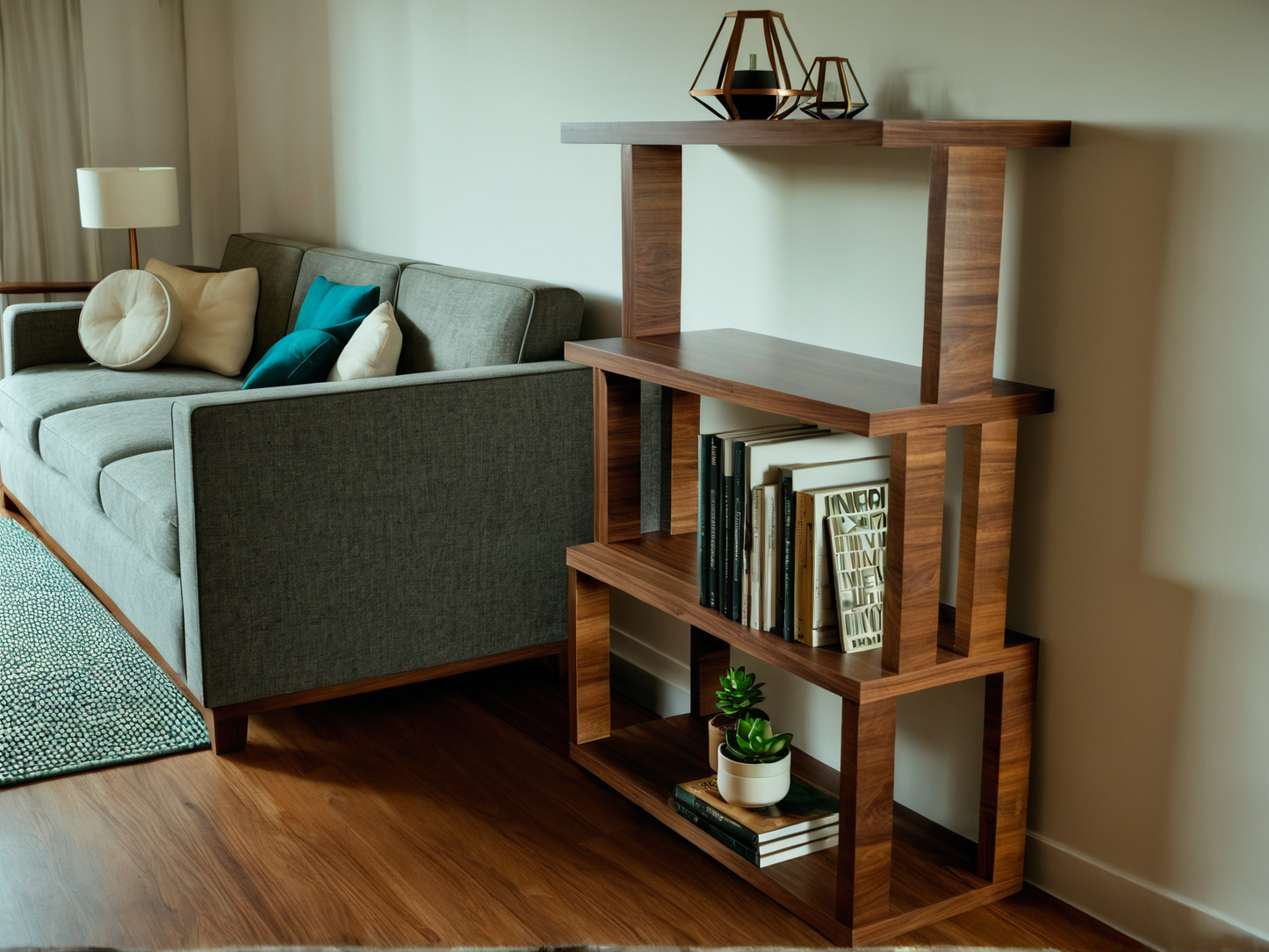 The Strata – Solid Black Walnut Bookshelf