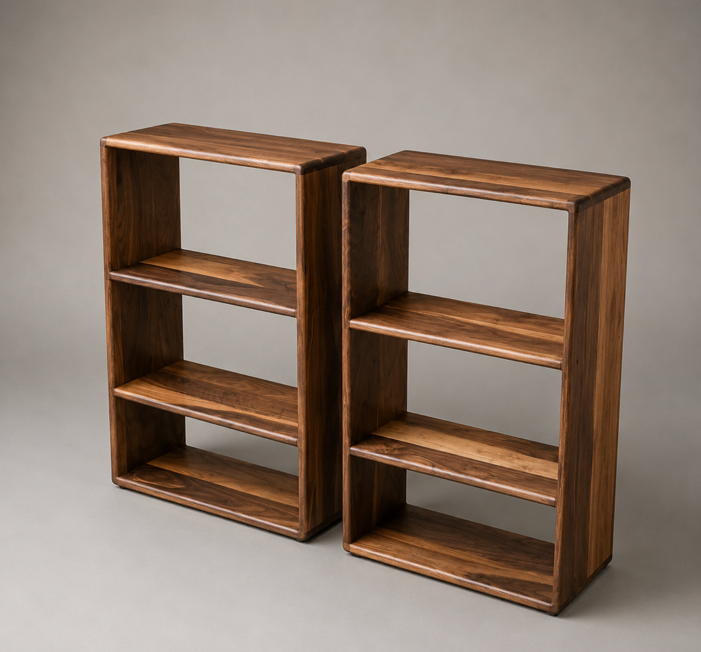 Custom Bookshelf Solid Black Walnut – Handmade Wood Shelving Unit, Modern Minimalist Bookcase for Living Room or Office - Made in Canada