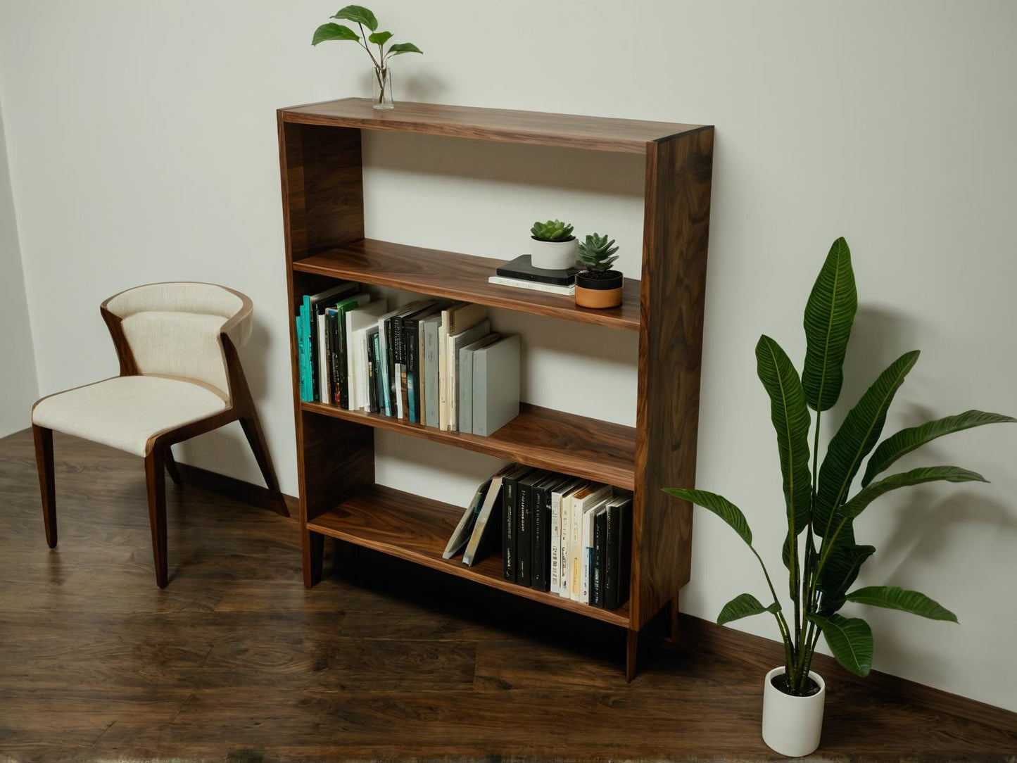 The Bodø - Black Walnut Bookcase | Mid Century Modern Bookshelf