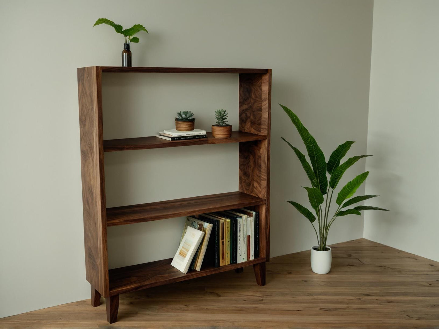 The Bodø - Black Walnut Bookcase | Mid Century Modern Bookshelf