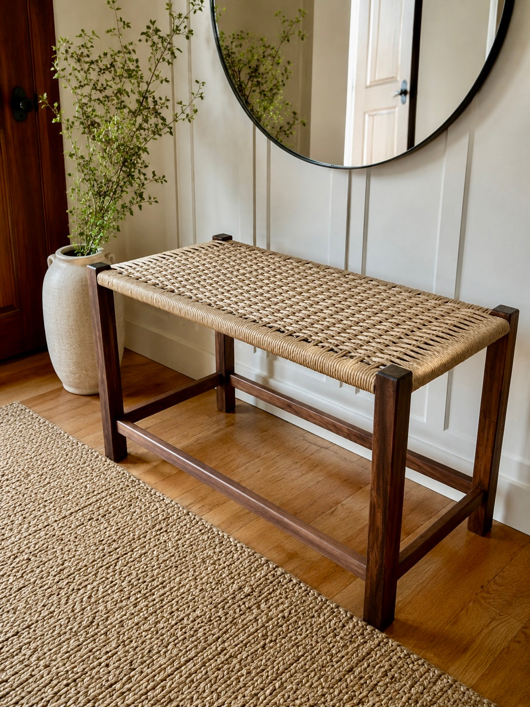 The Mysa – Handwoven Black Walnut Bench