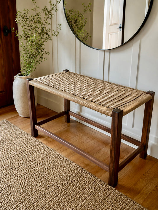 The Mysa – Handwoven Black Walnut Bench
