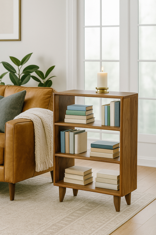 The Bodø - Solid Black Walnut Bookcase – Mid Century Modern Shelf, Handmade Wood Display, Minimalist Bookshelf, Custom Size, Made in Canada