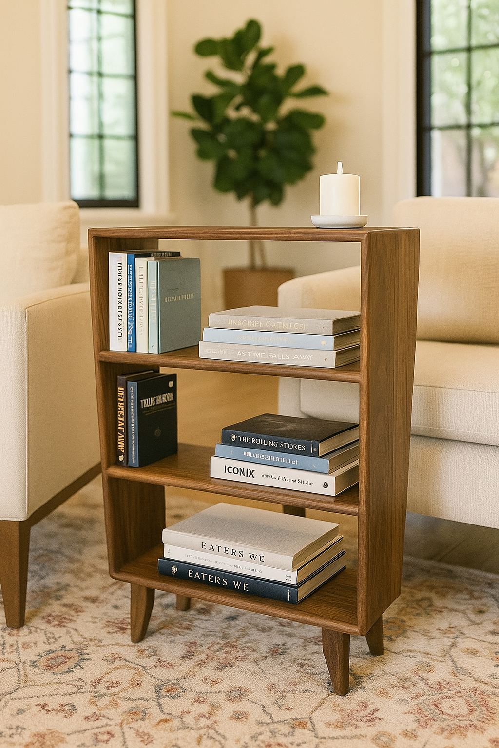 The Bodø - Black Walnut Bookcase | Mid Century Modern Bookshelf
