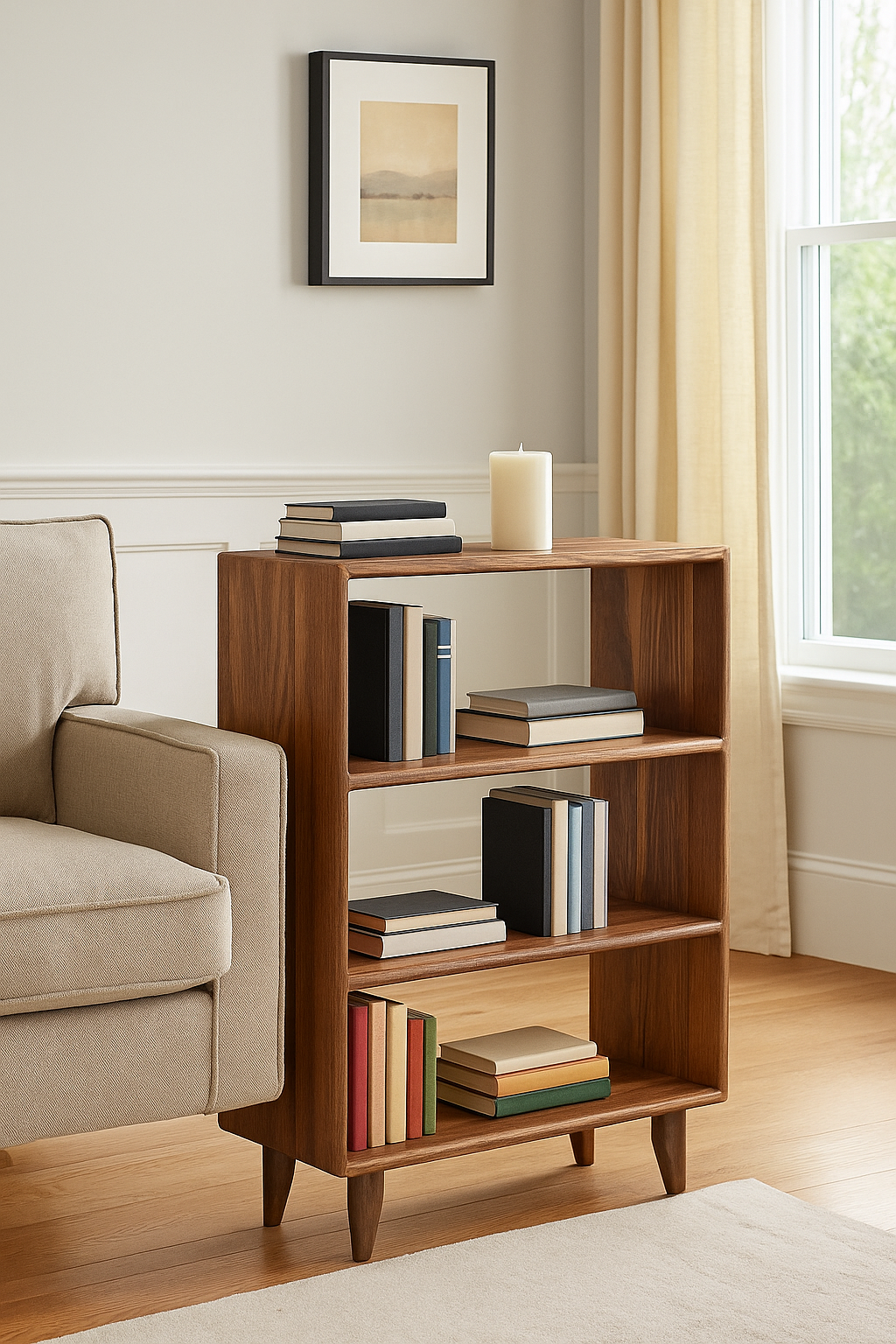 The Bodø - Black Walnut Bookcase | Mid Century Modern Bookshelf