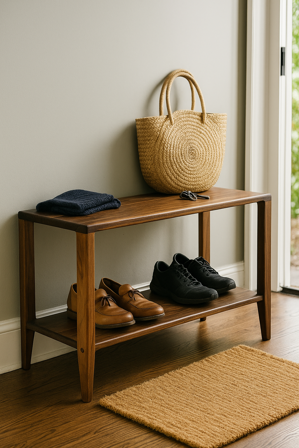 The Québec Entryway Bench – Solid Black Walnut