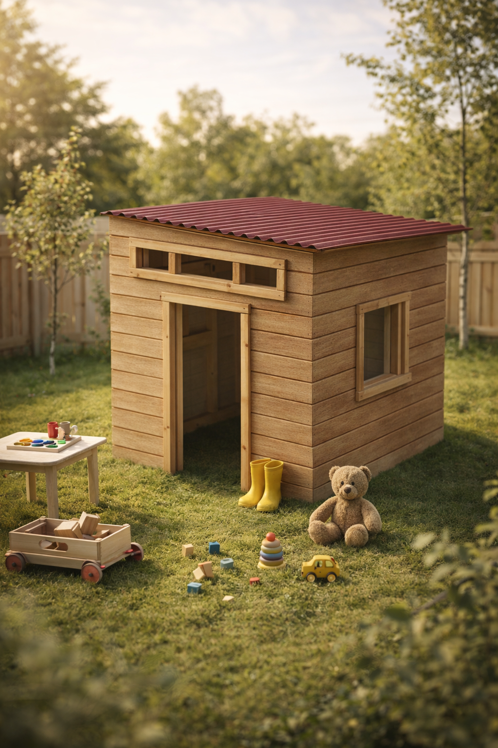 Kids Wooden Playhouse Plans PDF 6x6 | DIY Backyard Playhouse Step-by-Step | Woodworking Project