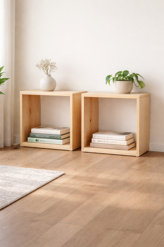 Bibliothèque modulaire en bois fabriquée à la main – Étagère sur mesure en bois massif