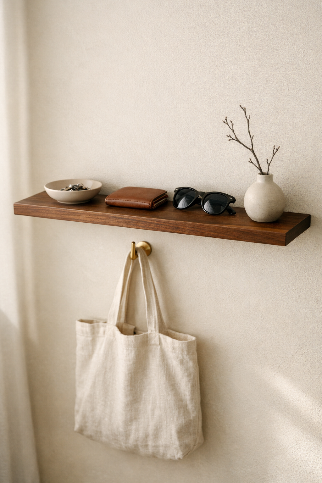 Black Walnut Wall Shelf – Minimalist Solid Wood Plank for Wall Shelves, Quebec Made