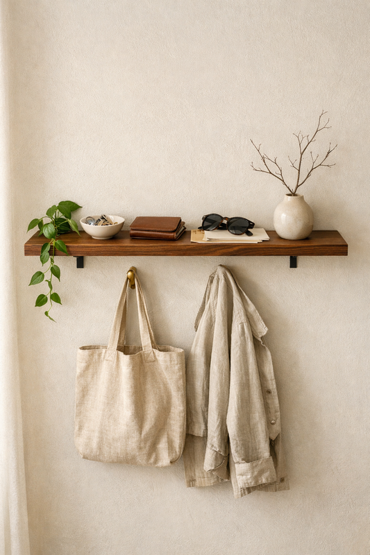 Black Walnut Wall Shelf – Minimalist Solid Wood Plank for Wall Shelves, Quebec Made