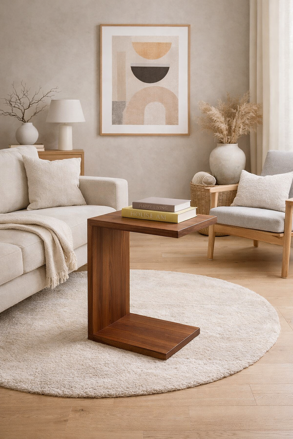 C-Shaped Side Handmade Table in black walnut