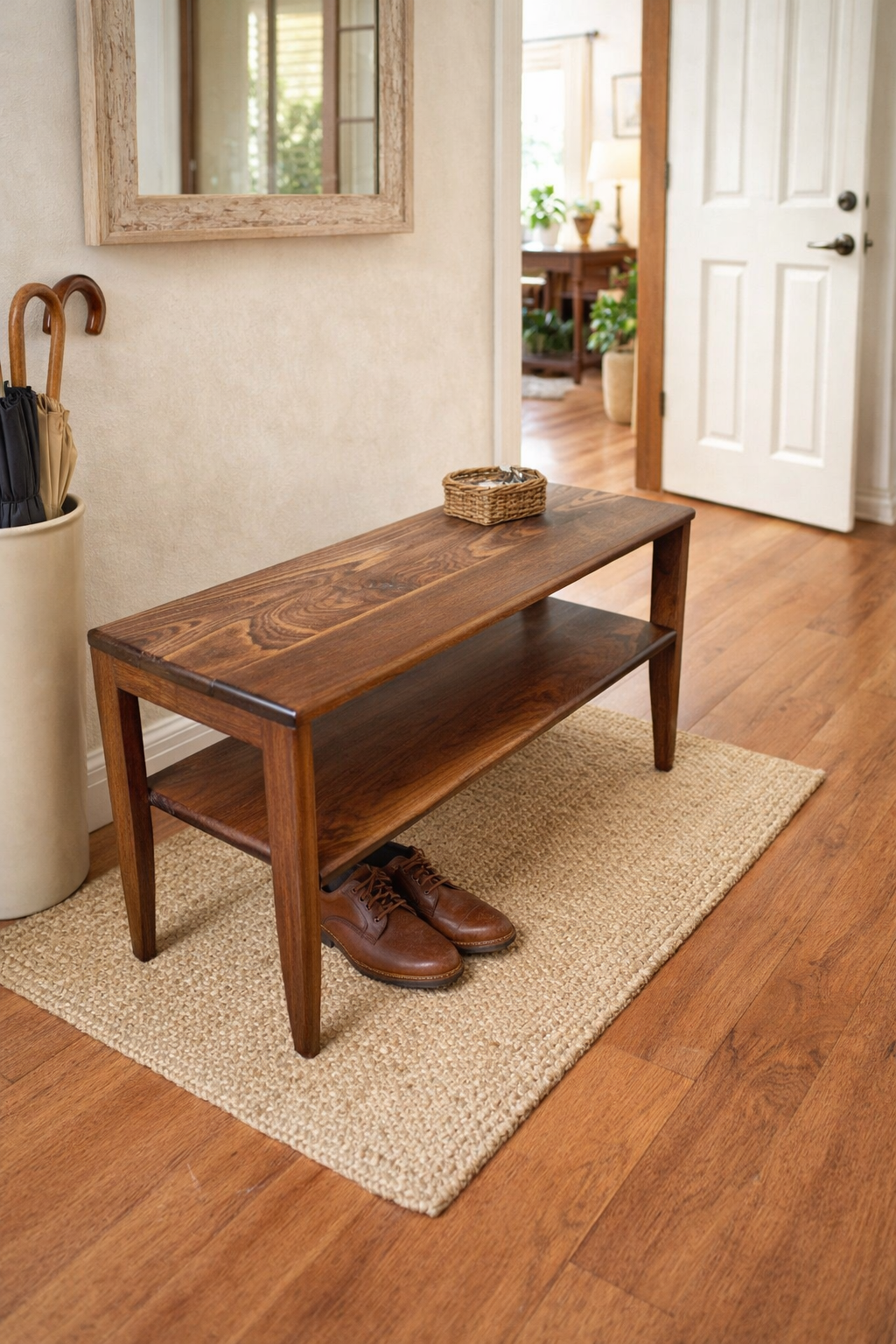 The Québec Entryway Bench – Solid Black Walnut