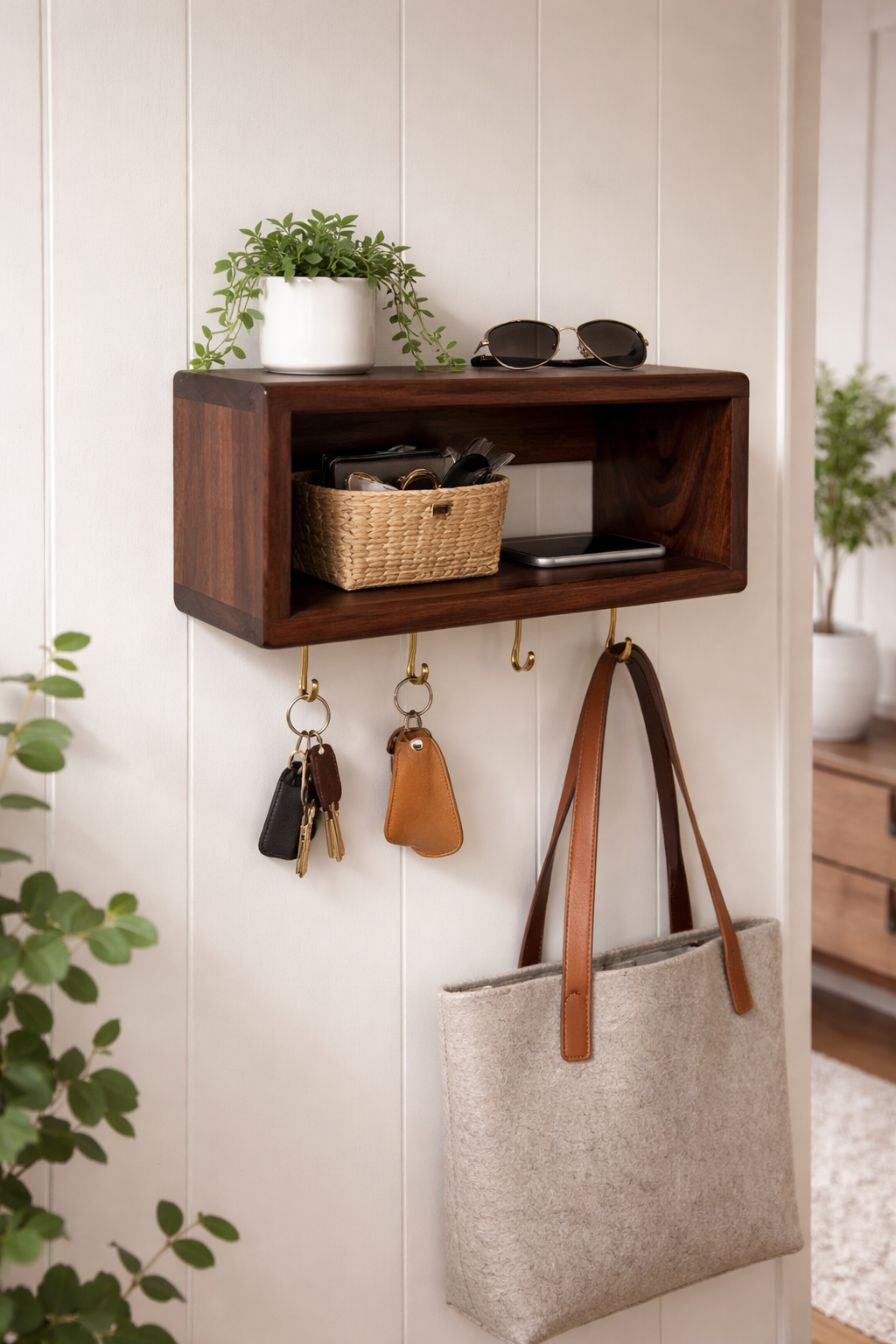 The Alta Floating Entryway Shelf in Black Walnut