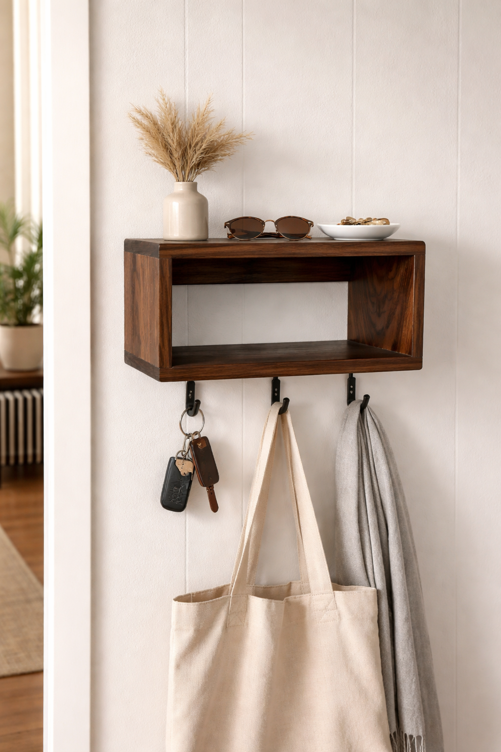 The Alta Floating Entryway Shelf in Black Walnut