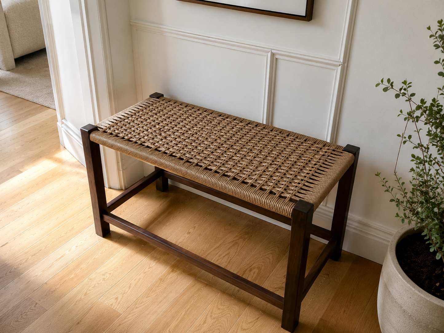 The Mysa – Handwoven Black Walnut Bench