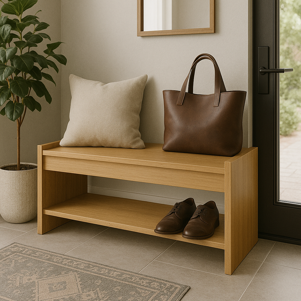 DIY Entryway & Mudroom Bench Plan PDF – Storage Bench Woodworking Guide, Step‑by‑Step Cut List
