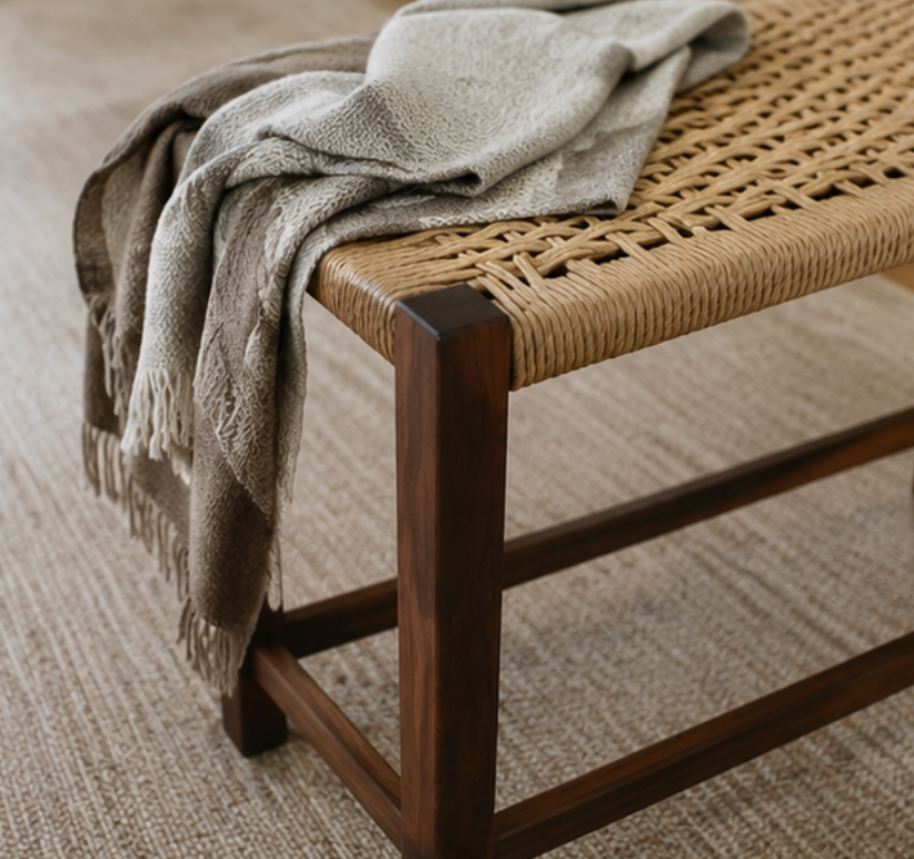 The Mysa – Handwoven Black Walnut Bench