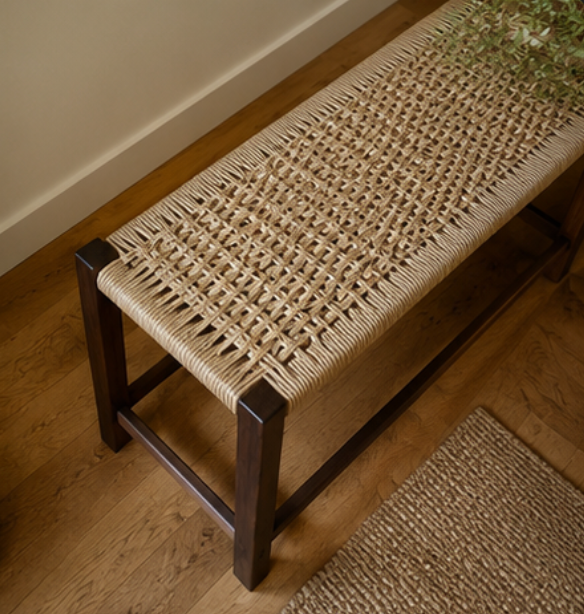 The Mysa – Handwoven Black Walnut Bench
