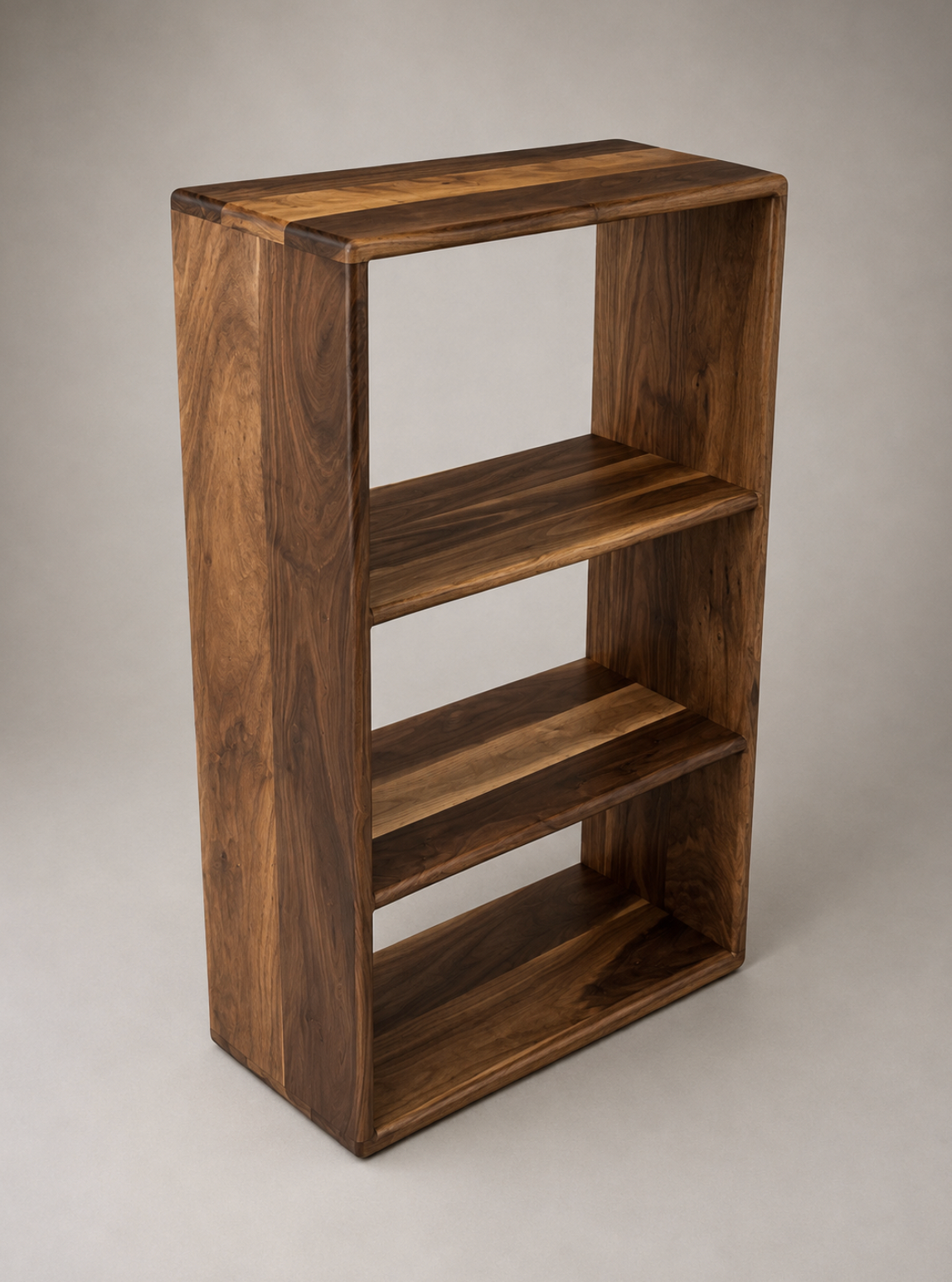 Custom Bookshelf Solid Black Walnut – Handmade Wood Shelving Unit, Modern Minimalist Bookcase for Living Room or Office - Made in Canada