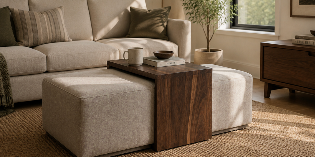 Ottoman Table – Solid Black Walnut C Table
