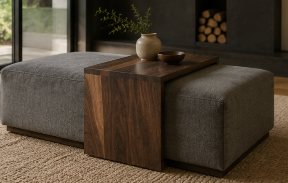 Ottoman Table – Solid Black Walnut C Table