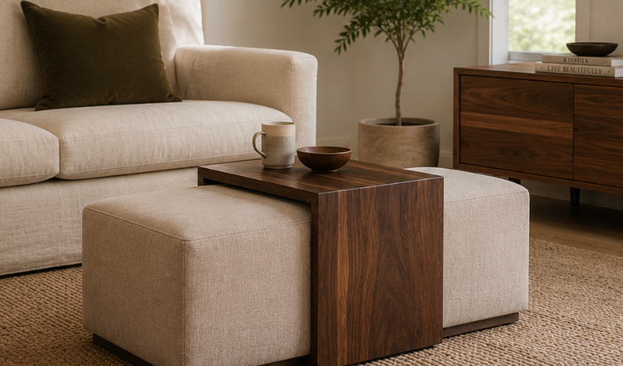 Ottoman Table – Solid Black Walnut C Table