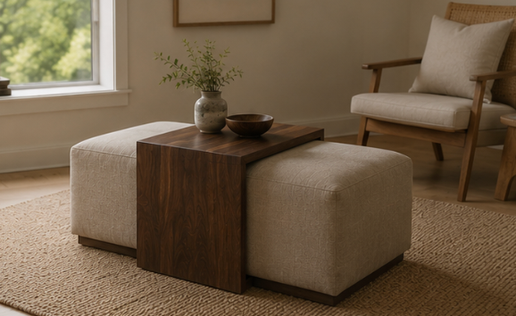 Ottoman Table – Solid Black Walnut C Table