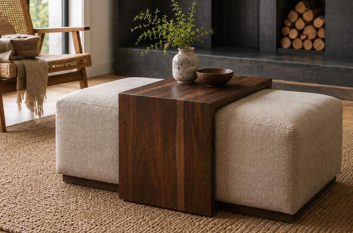 Ottoman Table – Solid Black Walnut C Table