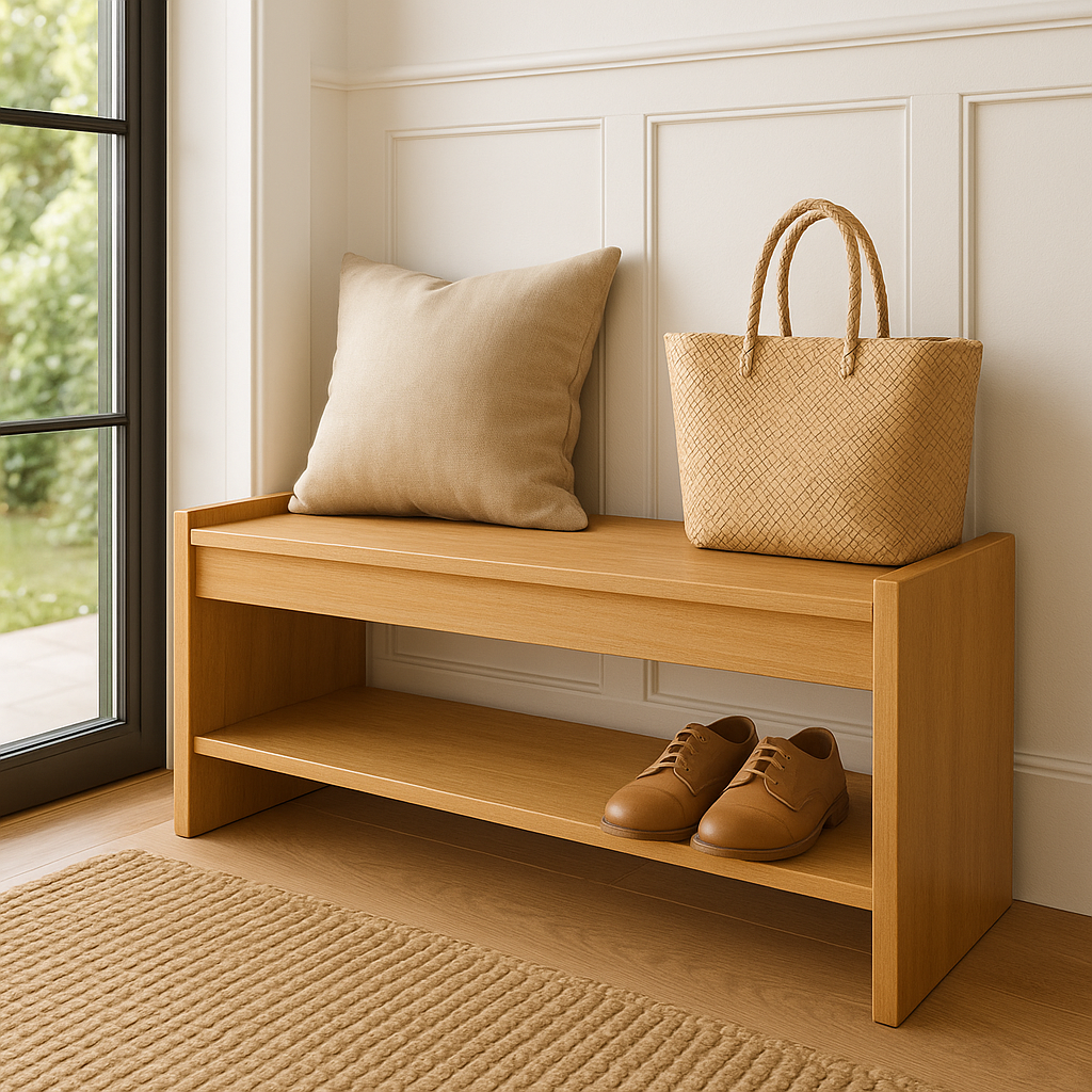 DIY Entryway & Mudroom Bench Plan PDF – Storage Bench Woodworking Guide, Step‑by‑Step Cut List