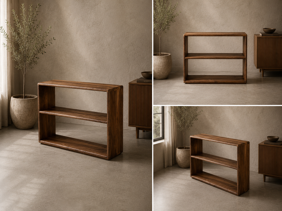 The Linea – Solid Black Walnut Narrow Bookcase