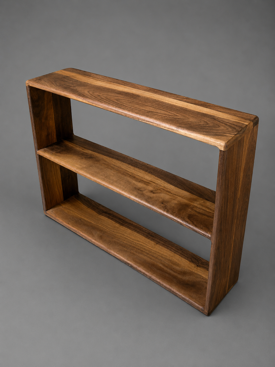 The Linea – Solid Black Walnut Narrow Bookcase